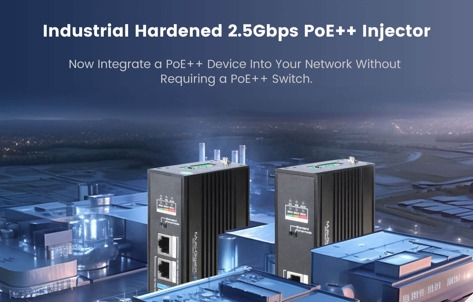 UTEPO Industrial Hardened 2.5Gbps PoE++ Injector